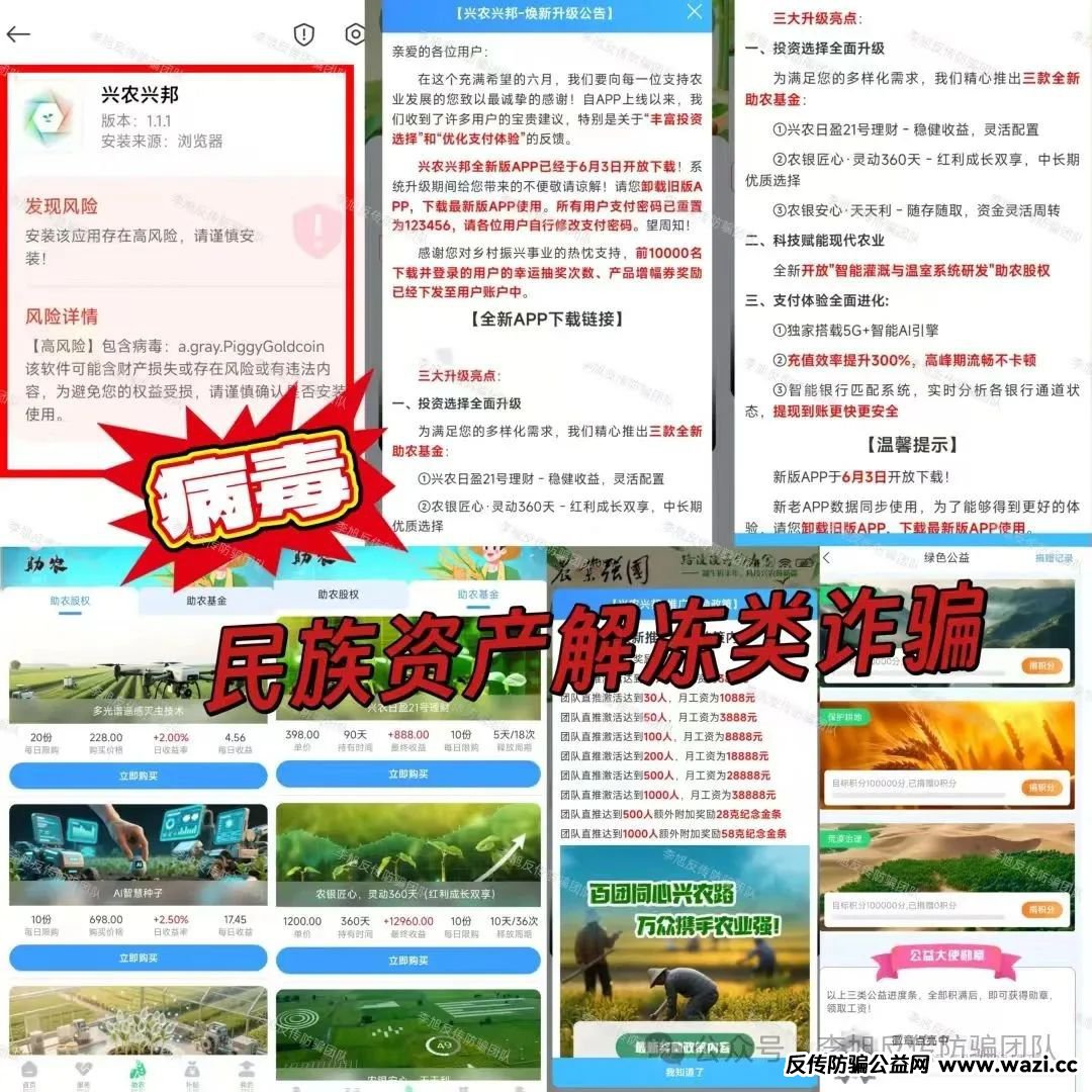 警惕【兴农兴邦,绿色科技,未来资本】这些项目涉嫌非法集资、传销诈骗！尽快