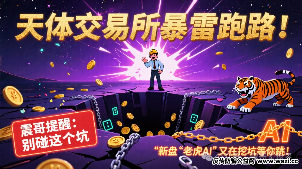 【天体交易所】暴雷跑路！别碰这个坑，新盘＂老虎AI＂又在挖坑等你跳！