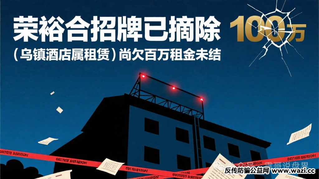 【荣裕合】总部招牌已经摘掉,乌镇酒店是租赁,还欠100万租金未给!