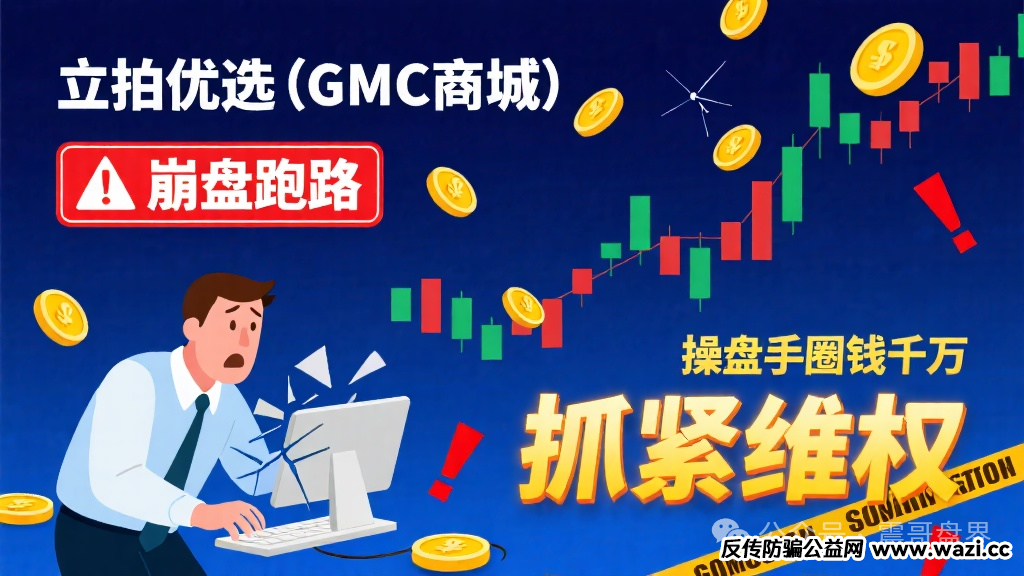 【立拍优选（GMC商城）】崩盘跑路，操盘手圈钱千万，抓紧维权
