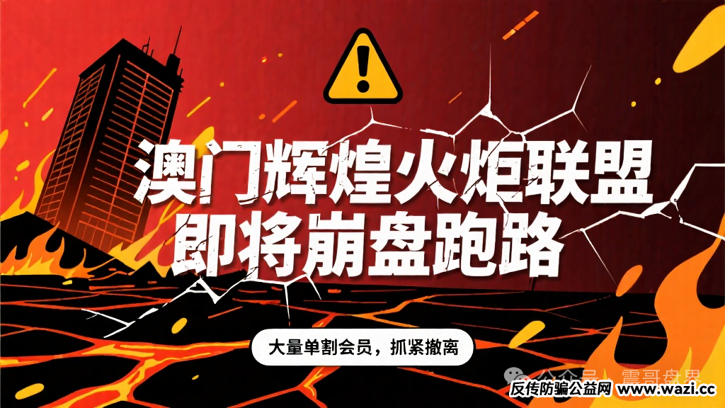 【澳门辉煌火炬联盟】即将崩盘跑路,大量单割会员,抓紧撤离!
